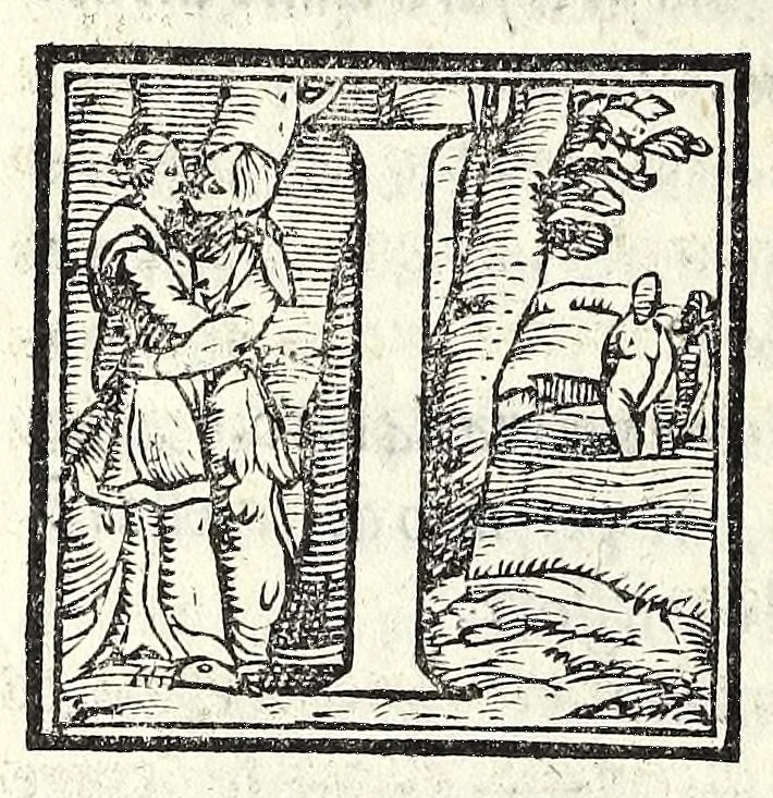 An illustration from La mandragola : comedia, 1554, leaf 32