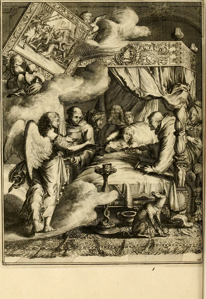 An illustration from La maniere de se bien preparer a la mort par des considerations sur la cene, la passion, & la mort de Jesus-Christ : avec de trés-belles estampes emblematiques, 1700, leaf 107