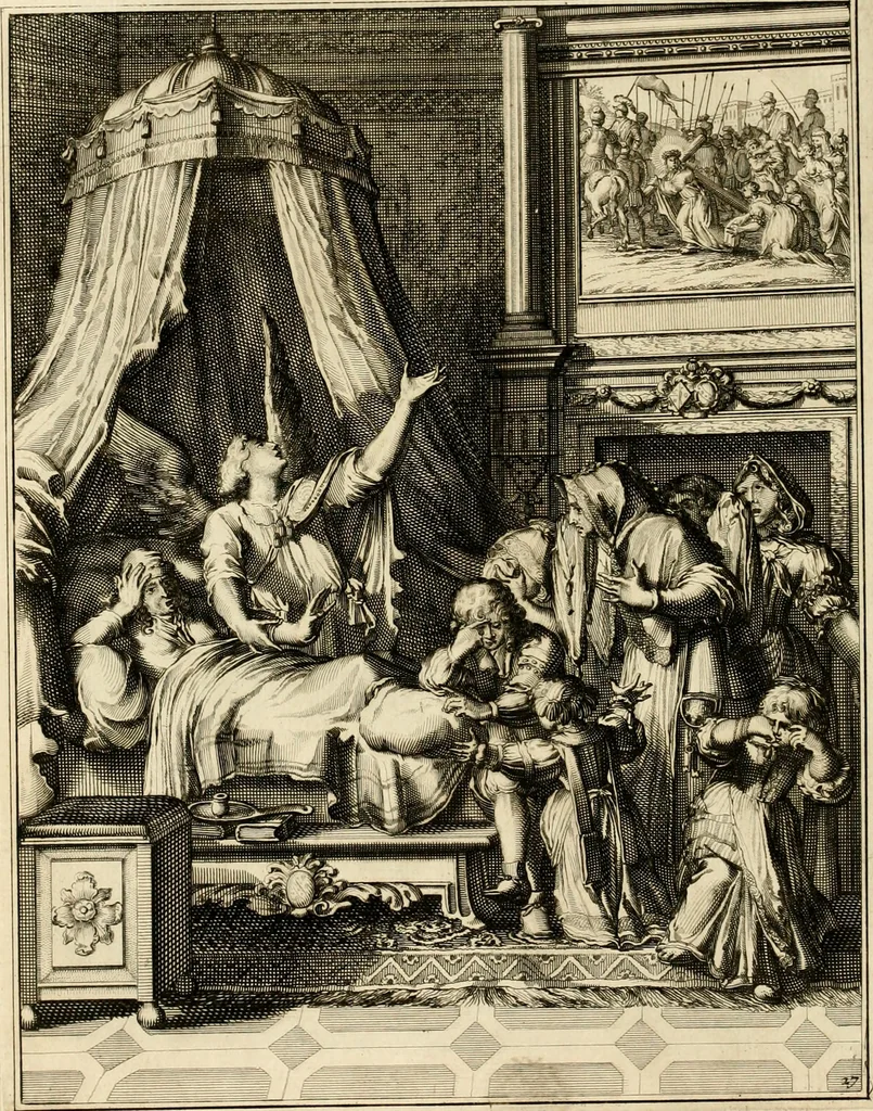 An illustration from La maniere de se bien preparer a la mort par des considerations sur la cene, la passion, & la mort de Jesus-Christ : avec de trés-belles estampes emblematiques, 1700, leaf 113