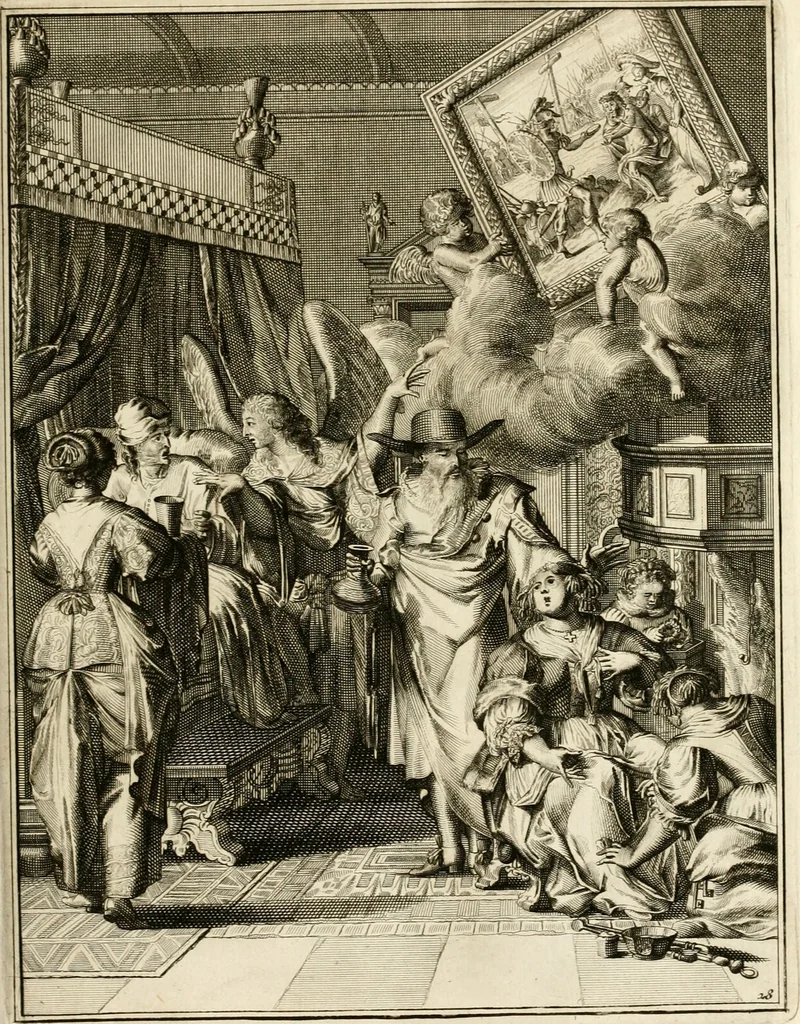 An illustration from La maniere de se bien preparer a la mort par des considerations sur la cene, la passion, & la mort de Jesus-Christ : avec de trés-belles estampes emblematiques, 1700, leaf 116