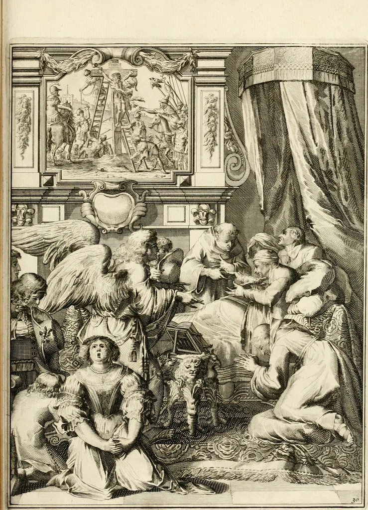 An illustration from La maniere de se bien preparer a la mort par des considerations sur la cene, la passion, & la mort de Jesus-Christ : avec de trés-belles estampes emblematiques, 1700, leaf 122