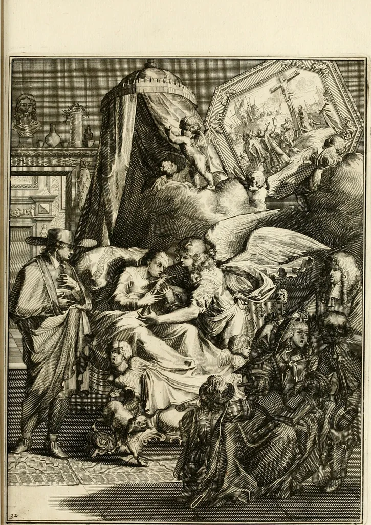 An illustration from La maniere de se bien preparer a la mort par des considerations sur la cene, la passion, & la mort de Jesus-Christ : avec de trés-belles estampes emblematiques, 1700, leaf 128
