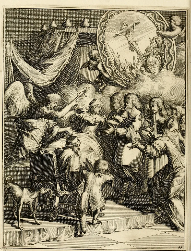 An illustration from La maniere de se bien preparer a la mort par des considerations sur la cene, la passion, & la mort de Jesus-Christ : avec de trés-belles estampes emblematiques, 1700, leaf 131