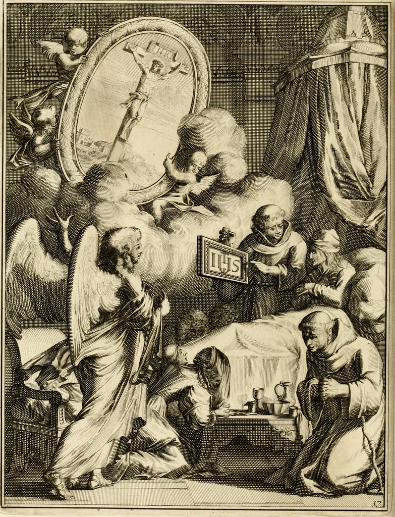An illustration from La maniere de se bien preparer a la mort par des considerations sur la cene, la passion, & la mort de Jesus-Christ : avec de trés-belles estampes emblematiques, 1700, leaf 143