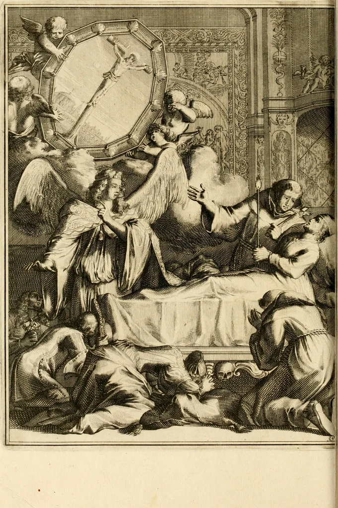 An illustration from La maniere de se bien preparer a la mort par des considerations sur la cene, la passion, & la mort de Jesus-Christ : avec de trés-belles estampes emblematiques, 1700, leaf 149