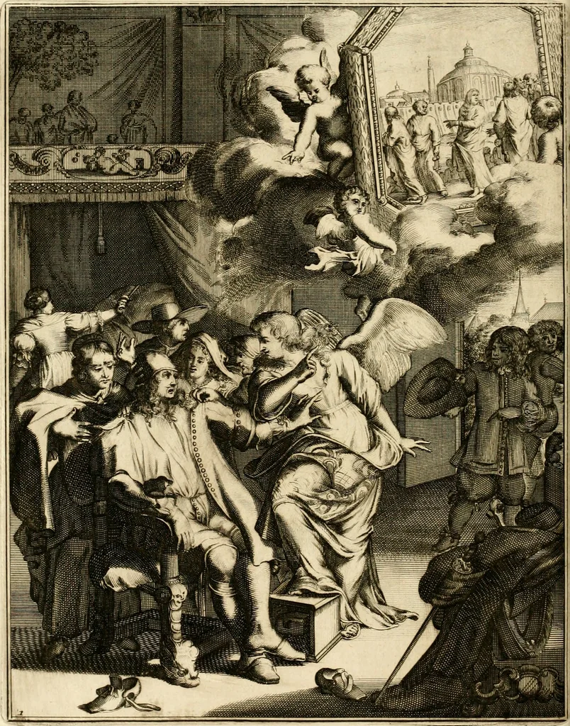 An illustration from La maniere de se bien preparer a la mort par des considerations sur la cene, la passion, & la mort de Jesus-Christ : avec de trés-belles estampes emblematiques, 1700, leaf 29