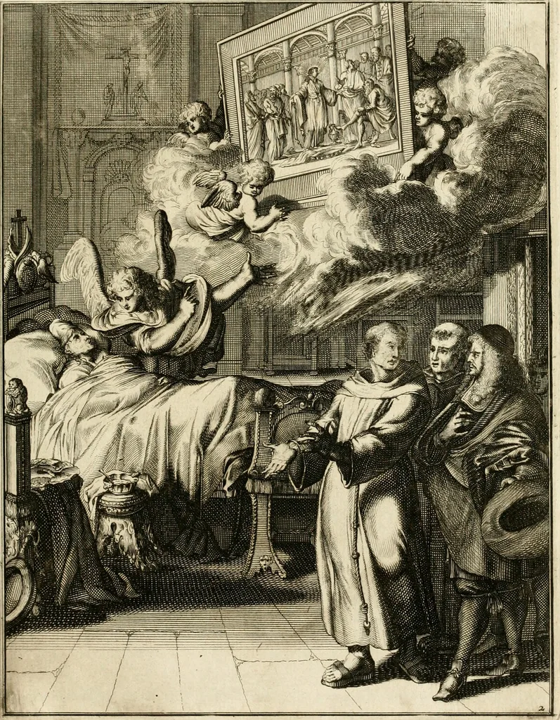 An illustration from La maniere de se bien preparer a la mort par des considerations sur la cene, la passion, & la mort de Jesus-Christ : avec de trés-belles estampes emblematiques, 1700, leaf 32