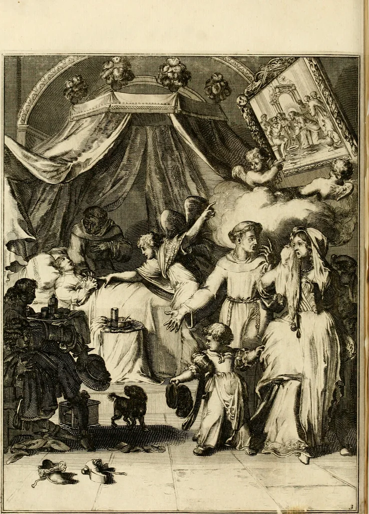 An illustration from La maniere de se bien preparer a la mort par des considerations sur la cene, la passion, & la mort de Jesus-Christ : avec de trés-belles estampes emblematiques, 1700, leaf 35