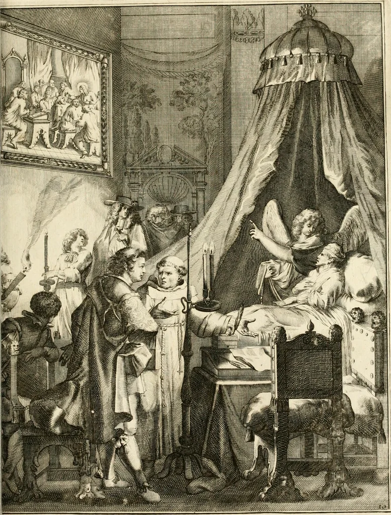 An illustration from La maniere de se bien preparer a la mort par des considerations sur la cene, la passion, & la mort de Jesus-Christ : avec de trés-belles estampes emblematiques, 1700, leaf 56