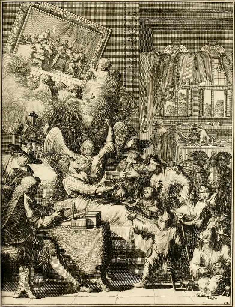 An illustration from La maniere de se bien preparer a la mort par des considerations sur la cene, la passion, & la mort de Jesus-Christ : avec de trés-belles estampes emblematiques, 1700, leaf 62