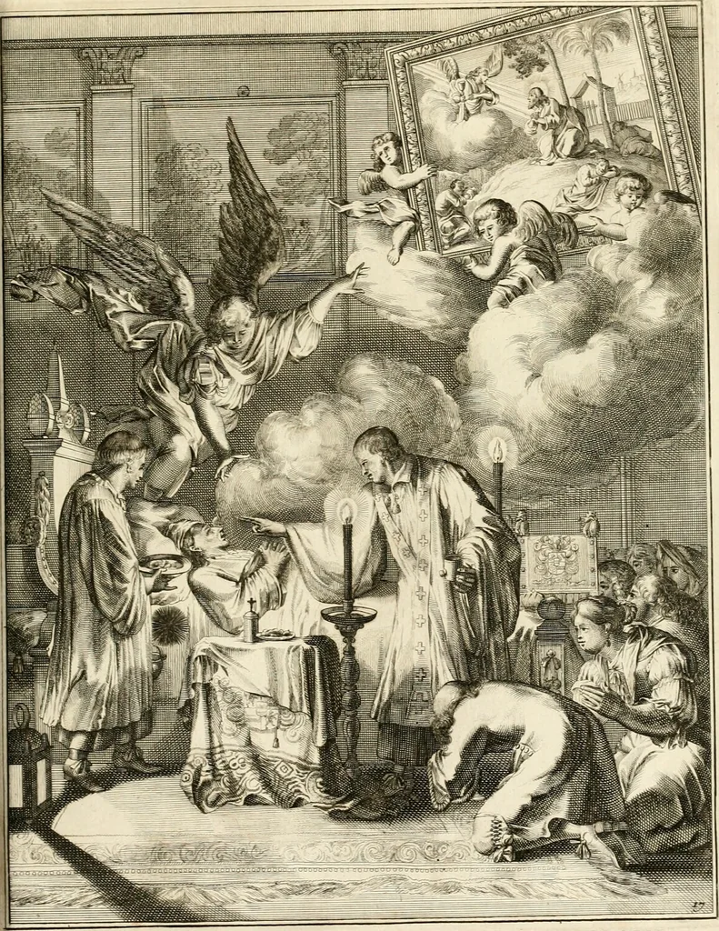 An illustration from La maniere de se bien preparer a la mort par des considerations sur la cene, la passion, & la mort de Jesus-Christ : avec de trés-belles estampes emblematiques, 1700, leaf 80