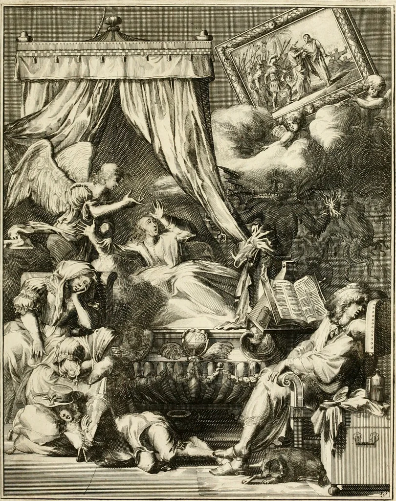 An illustration from La maniere de se bien preparer a la mort par des considerations sur la cene, la passion, & la mort de Jesus-Christ : avec de trés-belles estampes emblematiques, 1700, leaf 86