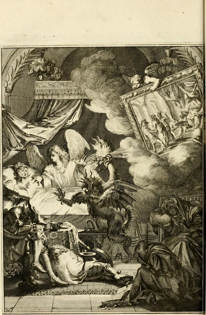 An illustration from La maniere de se bien preparer a la mort par des considerations sur la cene, la passion, & la mort de Jesus-Christ : avec de trés-belles estampes emblematiques, 1700, leaf 89