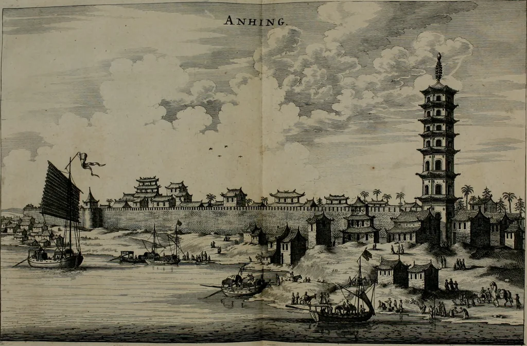 An illustration from L'ambassade de la Compagnie orientale des Provinces Unies vers l'empereur de la Chine, ou grand cam de Tartarie, faite par les Srs. Pierre de Goyer, & Jacob de Keyser, 1665, leaf 185