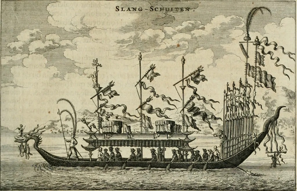 An illustration from L'ambassade de la Compagnie orientale des Provinces Unies vers l'empereur de la Chine, ou grand cam de Tartarie, faite par les Srs. Pierre de Goyer, & Jacob de Keyser, 1665, leaf 214