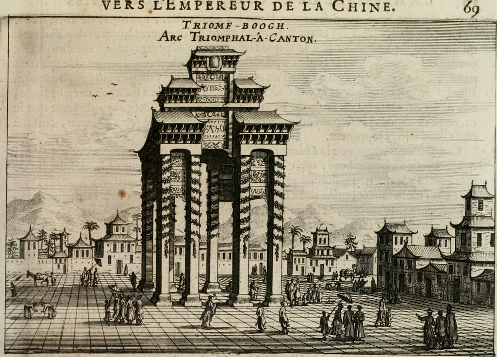 An illustration from L'ambassade de la Compagnie orientale des Provinces Unies vers l'empereur de la Chine, ou grand cam de Tartarie, faite par les Srs. Pierre de Goyer, & Jacob de Keyser, 1665, leaf 96