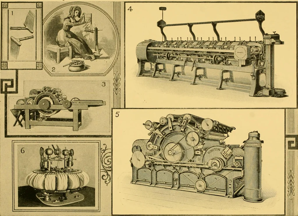 An illustration from Lamb's textile industry of the United States, embracing biographical sketches of prominment men and a historical résumé of the progress of textile manufacture from the earliest records to the present time;, 1911, leaf 107