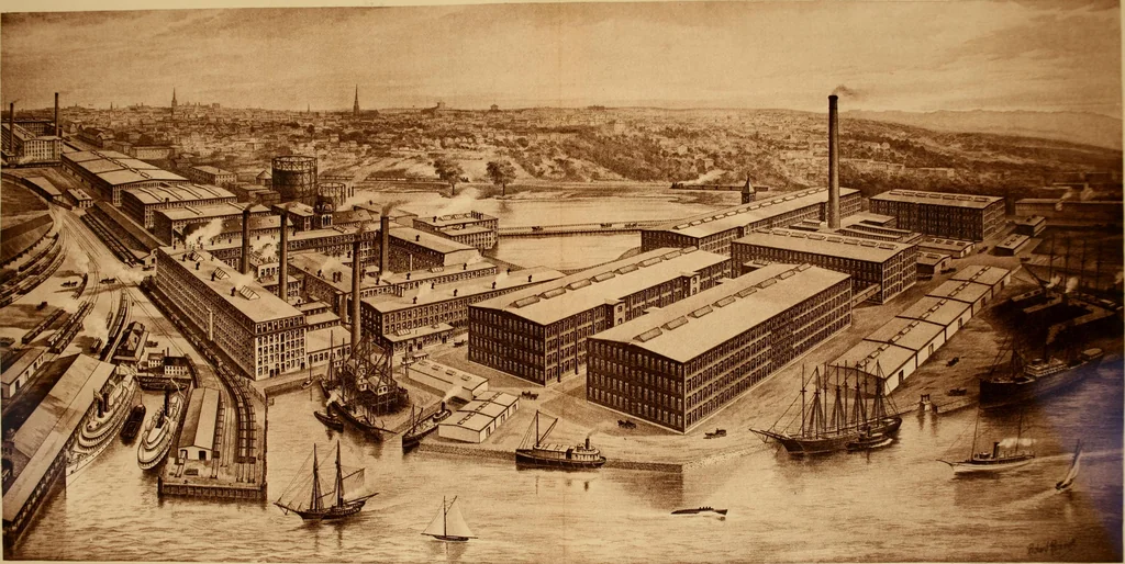 An illustration from Lamb's textile industry of the United States, embracing biographical sketches of prominment men and a historical résumé of the progress of textile manufacture from the earliest records to the present time;, 1916, leaf 542