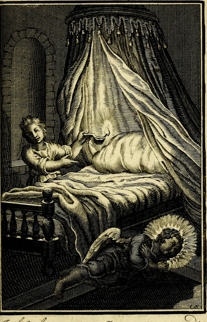 An illustration from L'ame amante de son Dieu, representée dans les emblémes de Hermannus Hugo sur ses pieux desirs: & dans ceux d'Othon Vaenius sur l'amour divin, 1717, leaf 110
