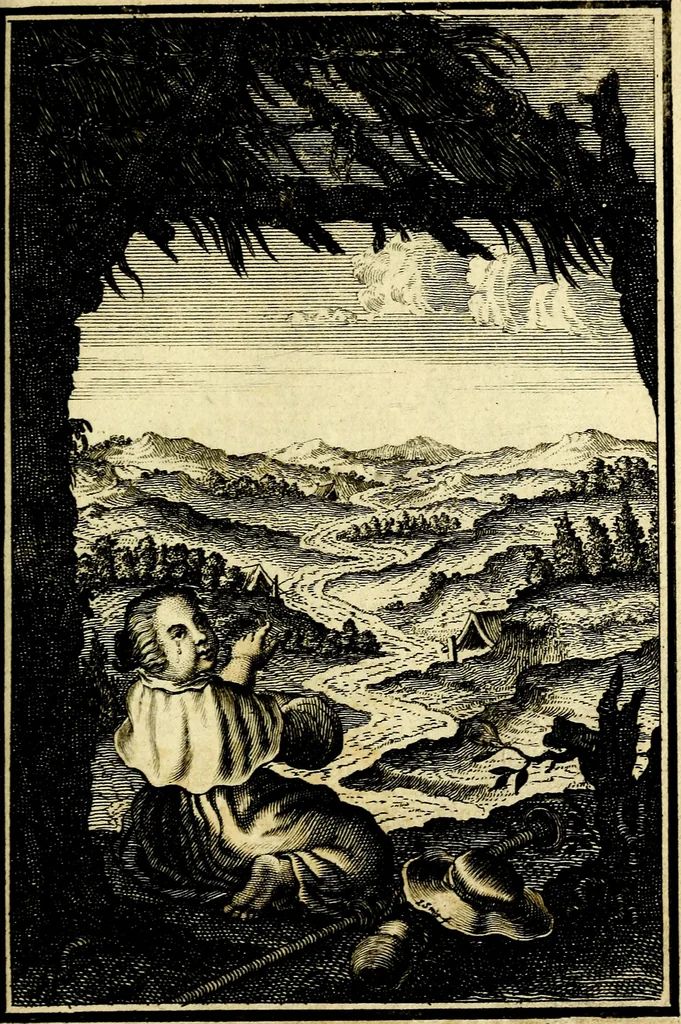 An illustration from L'ame amante de son Dieu, representée dans les emblémes de Hermannus Hugo sur ses pieux desirs: & dans ceux d'Othon Vaenius sur l'amour divin, 1717, leaf 146