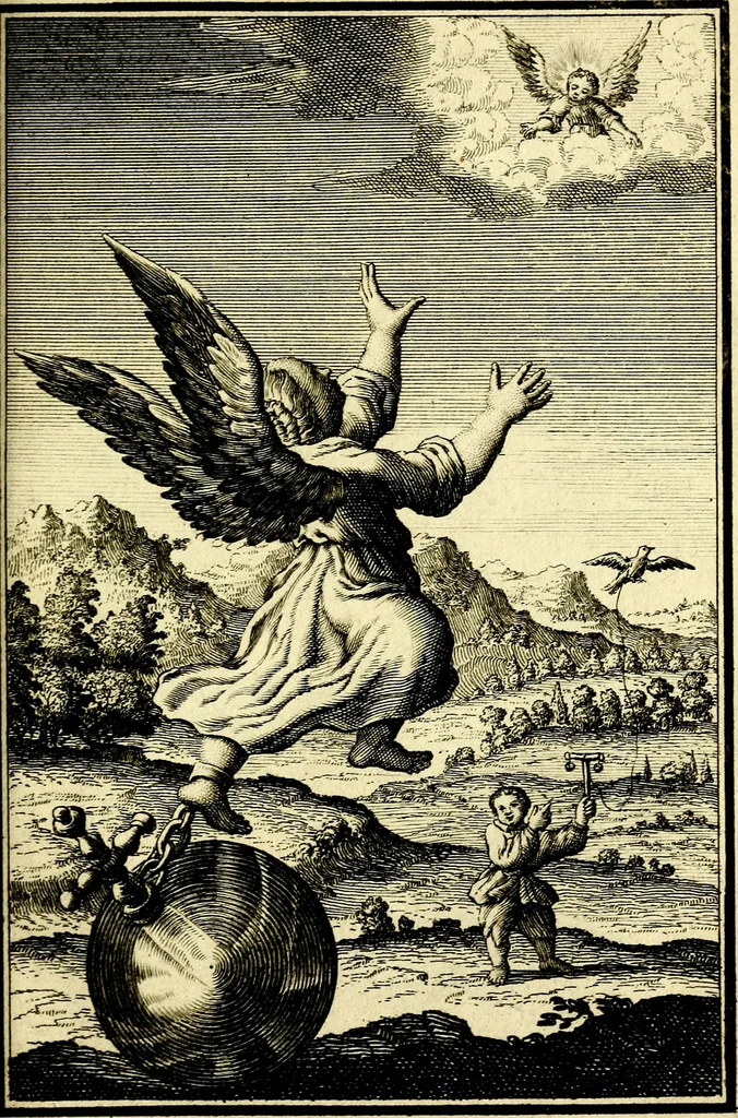 An illustration from L'ame amante de son Dieu, representée dans les emblémes de Hermannus Hugo sur ses pieux desirs: & dans ceux d'Othon Vaenius sur l'amour divin, 1717, leaf 152