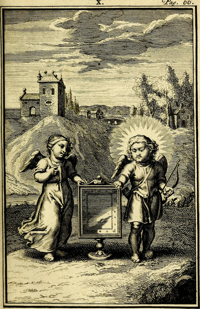 An illustration from L'ame amante de son Dieu, representée dans les emblémes de Hermannus Hugo sur ses pieux desirs: & dans ceux d'Othon Vaenius sur l'amour divin, 1717, leaf 210