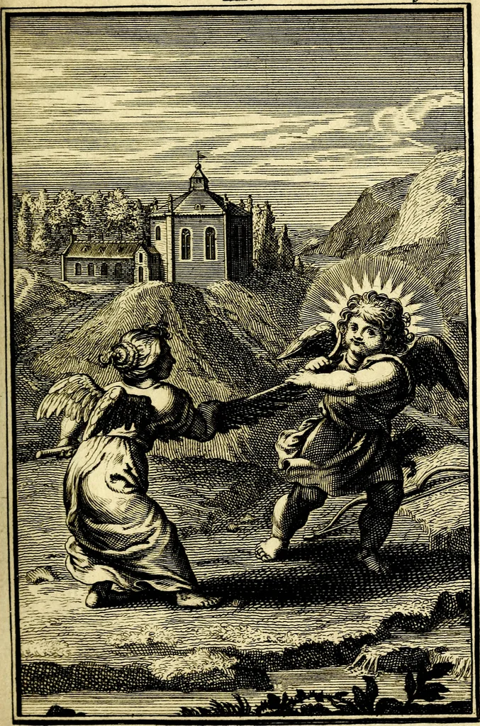 An illustration from L'ame amante de son Dieu, representée dans les emblémes de Hermannus Hugo sur ses pieux desirs: & dans ceux d'Othon Vaenius sur l'amour divin, 1717, leaf 216