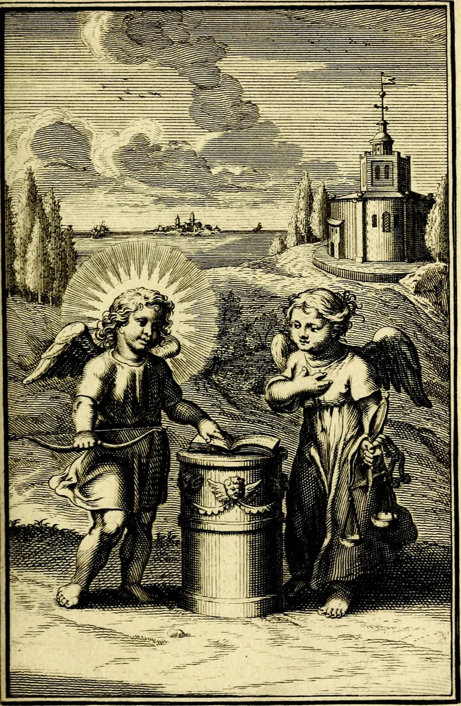 An illustration from L'ame amante de son Dieu, representée dans les emblémes de Hermannus Hugo sur ses pieux desirs: & dans ceux d'Othon Vaenius sur l'amour divin, 1717, leaf 222