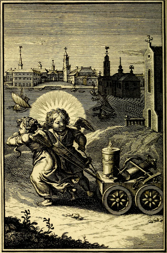 An illustration from L'ame amante de son Dieu, representée dans les emblémes de Hermannus Hugo sur ses pieux desirs: & dans ceux d'Othon Vaenius sur l'amour divin, 1717, leaf 225