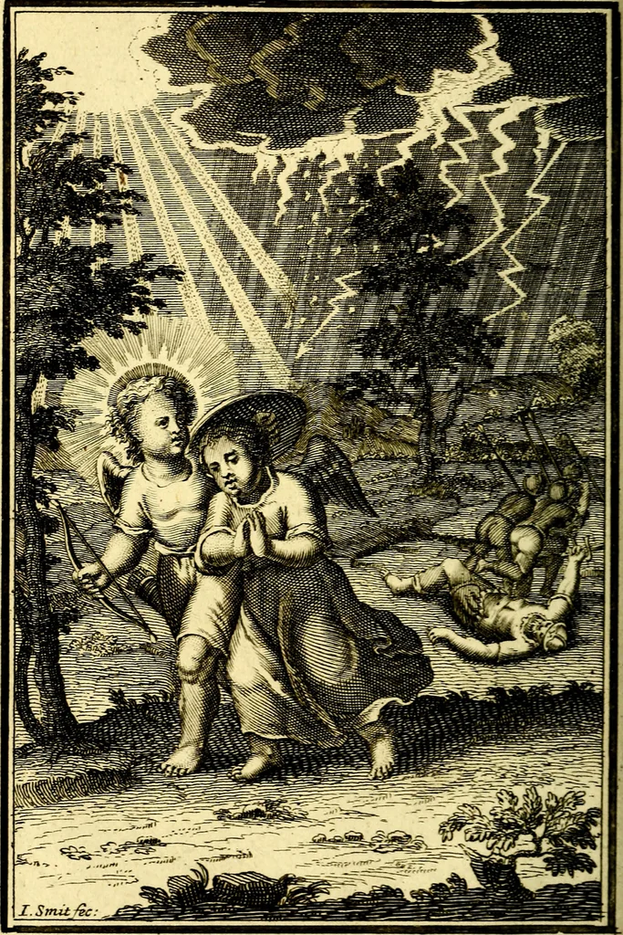 An illustration from L'ame amante de son Dieu, representée dans les emblémes de Hermannus Hugo sur ses pieux desirs: & dans ceux d'Othon Vaenius sur l'amour divin, 1717, leaf 243