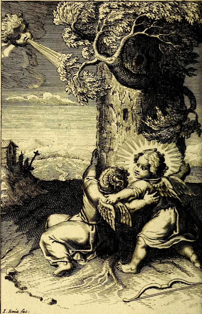 An illustration from L'ame amante de son Dieu, representée dans les emblémes de Hermannus Hugo sur ses pieux desirs: & dans ceux d'Othon Vaenius sur l'amour divin, 1717, leaf 309