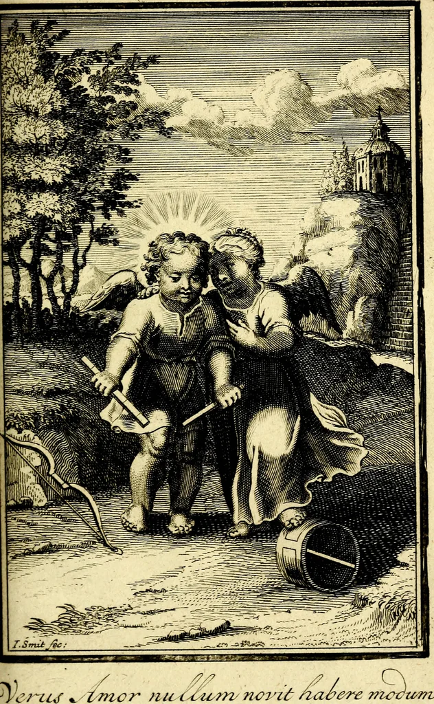 An illustration from L'ame amante de son Dieu, representée dans les emblémes de Hermannus Hugo sur ses pieux desirs: & dans ceux d'Othon Vaenius sur l'amour divin, 1717, leaf 312