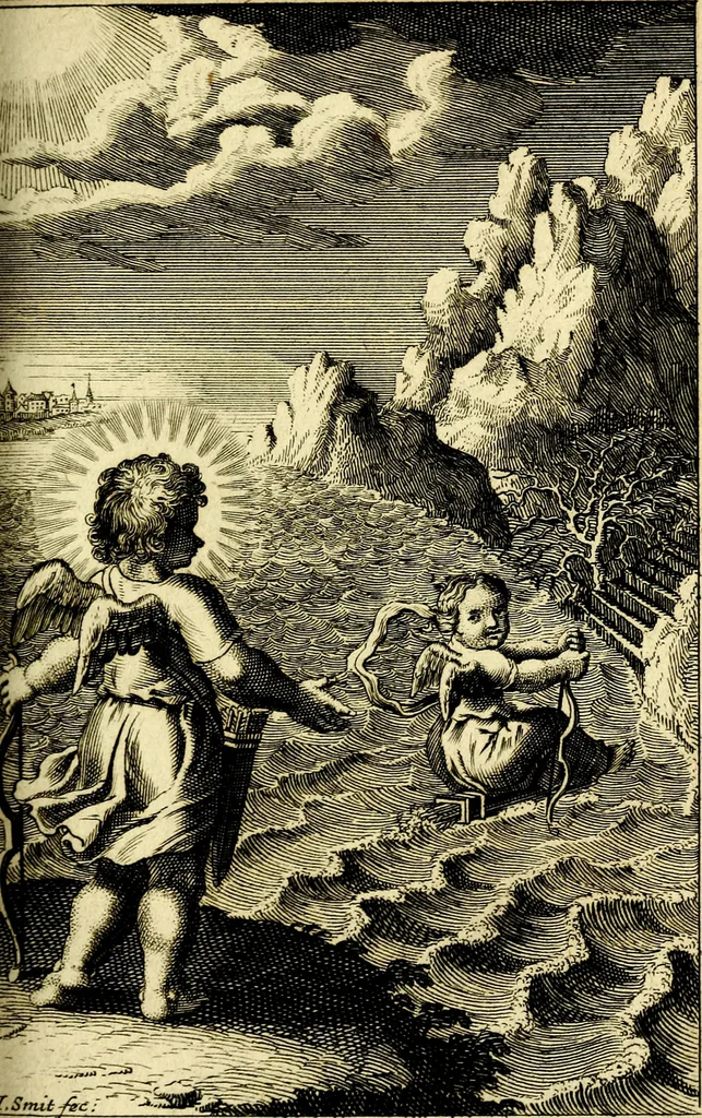 An illustration from L'ame amante de son Dieu, representée dans les emblémes de Hermannus Hugo sur ses pieux desirs: & dans ceux d'Othon Vaenius sur l'amour divin, 1717, leaf 324