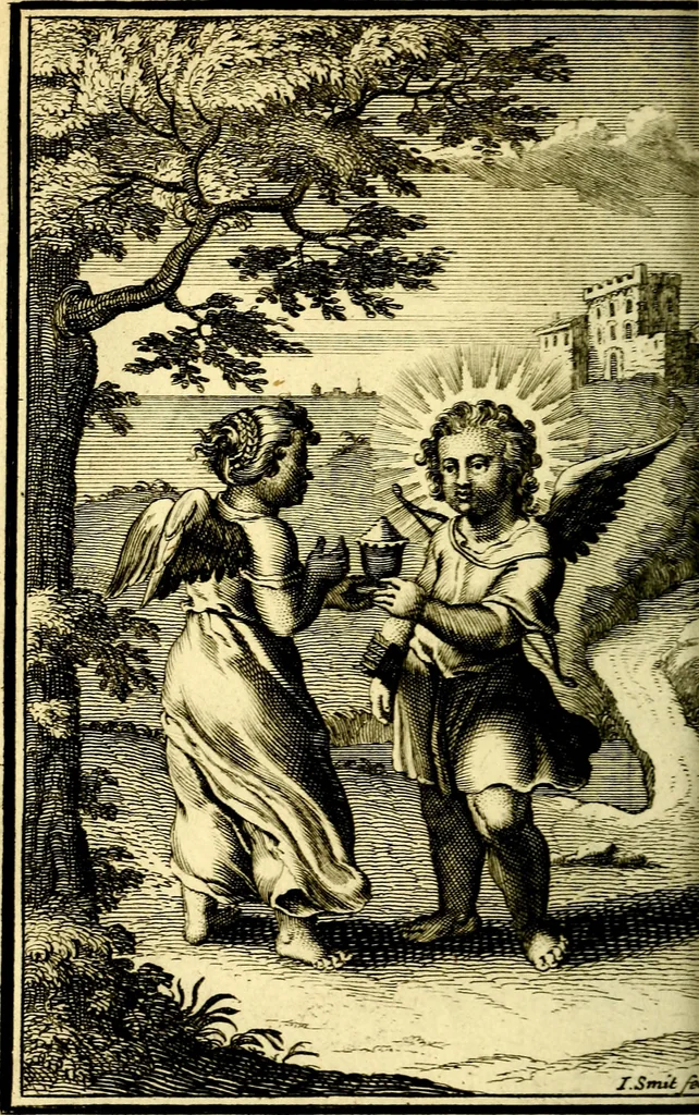 An illustration from L'ame amante de son Dieu, representée dans les emblémes de Hermannus Hugo sur ses pieux desirs: & dans ceux d'Othon Vaenius sur l'amour divin, 1717, leaf 327