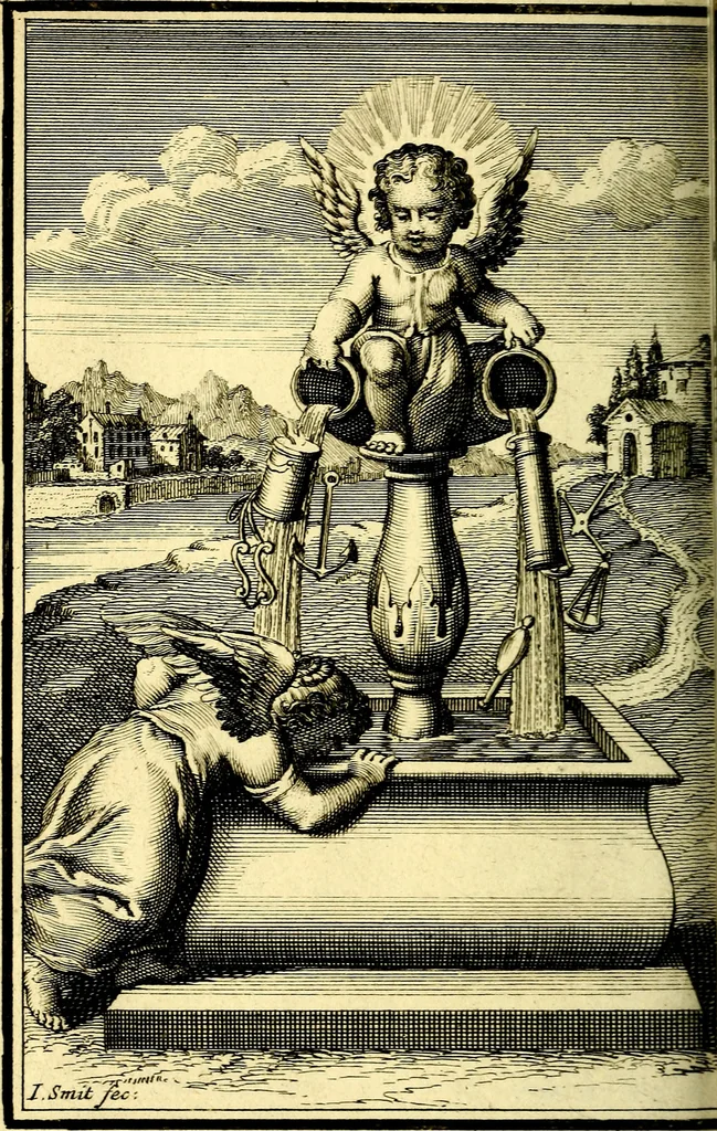 An illustration from L'ame amante de son Dieu, representée dans les emblémes de Hermannus Hugo sur ses pieux desirs: & dans ceux d'Othon Vaenius sur l'amour divin, 1717, leaf 349