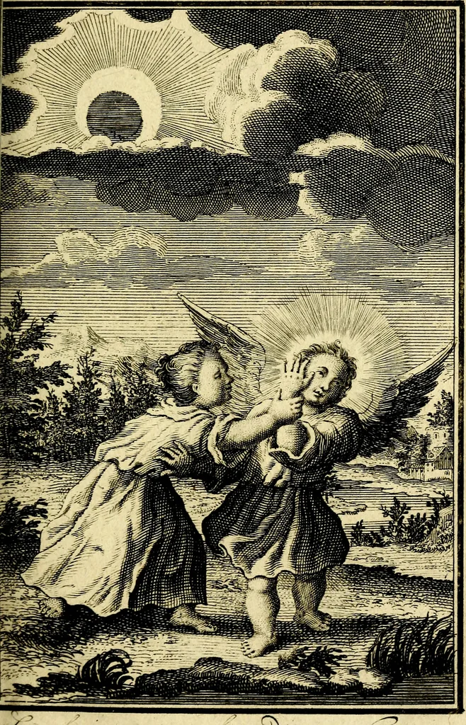 An illustration from L'ame amante de son Dieu, representée dans les emblémes de Hermannus Hugo sur ses pieux desirs: & dans ceux d'Othon Vaenius sur l'amour divin, 1717, leaf 56