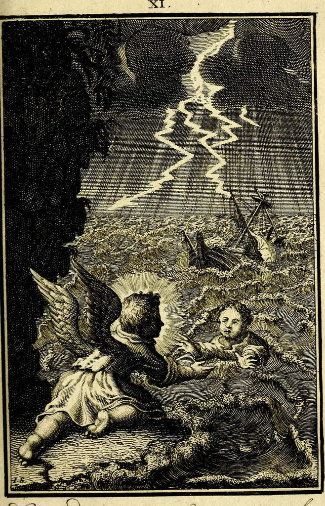 An illustration from L'ame amante de son Dieu, representée dans les emblémes de Hermannus Hugo sur ses pieux desirs: & dans ceux d'Othon Vaenius sur l'amour divin, 1717, leaf 68