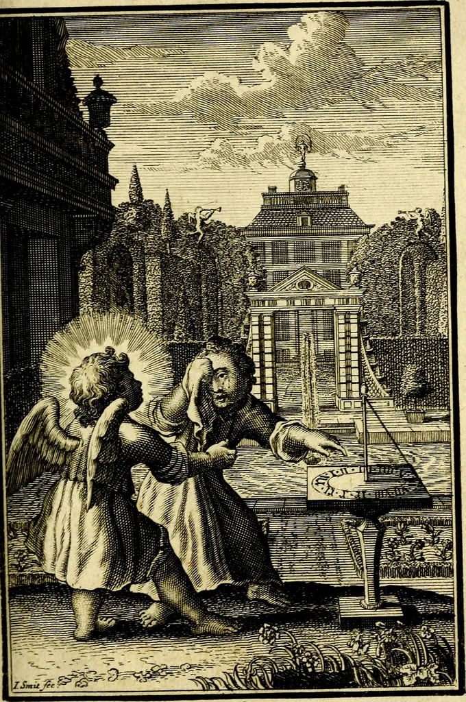 An illustration from L'ame amante de son Dieu, representée dans les emblémes de Hermannus Hugo sur ses pieux desirs: & dans ceux d'Othon Vaenius sur l'amour divin, 1717, leaf 74