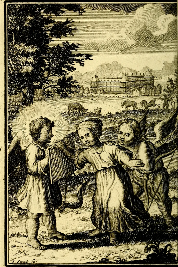 An illustration from L'ame amante de son Dieu, representée dans les emblémes de Hermannus Hugo sur ses pieux desirs: & dans ceux d'Othon Vaenius sur l'amour divin, 1717, leaf 83