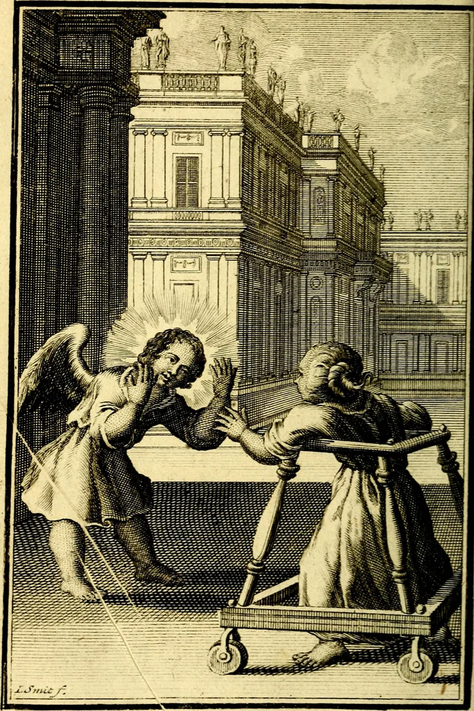 An illustration from L'ame amante de son Dieu, representée dans les emblémes de Hermannus Hugo sur ses pieux desirs: & dans ceux d'Othon Vaenius sur l'amour divin, 1717, leaf 89