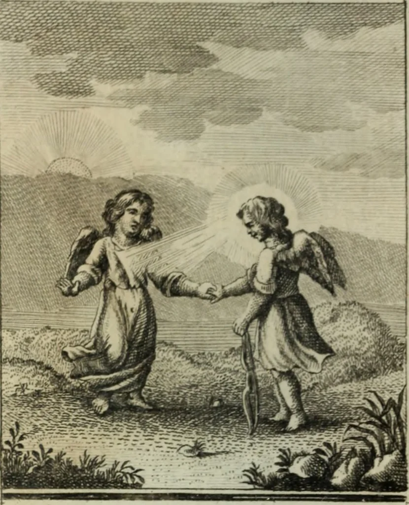 An illustration from L'ame amante de son Dieu, représentée dans les emblemes de Hermannus Hugo, et dans ceux d'Othon Vaenius sur l'amour divin. Avec des figures nouvelles accompagnées de vers qui en font l'application aux dispositions les plus essentielles de la vie intérieure, 1790, leaf 111