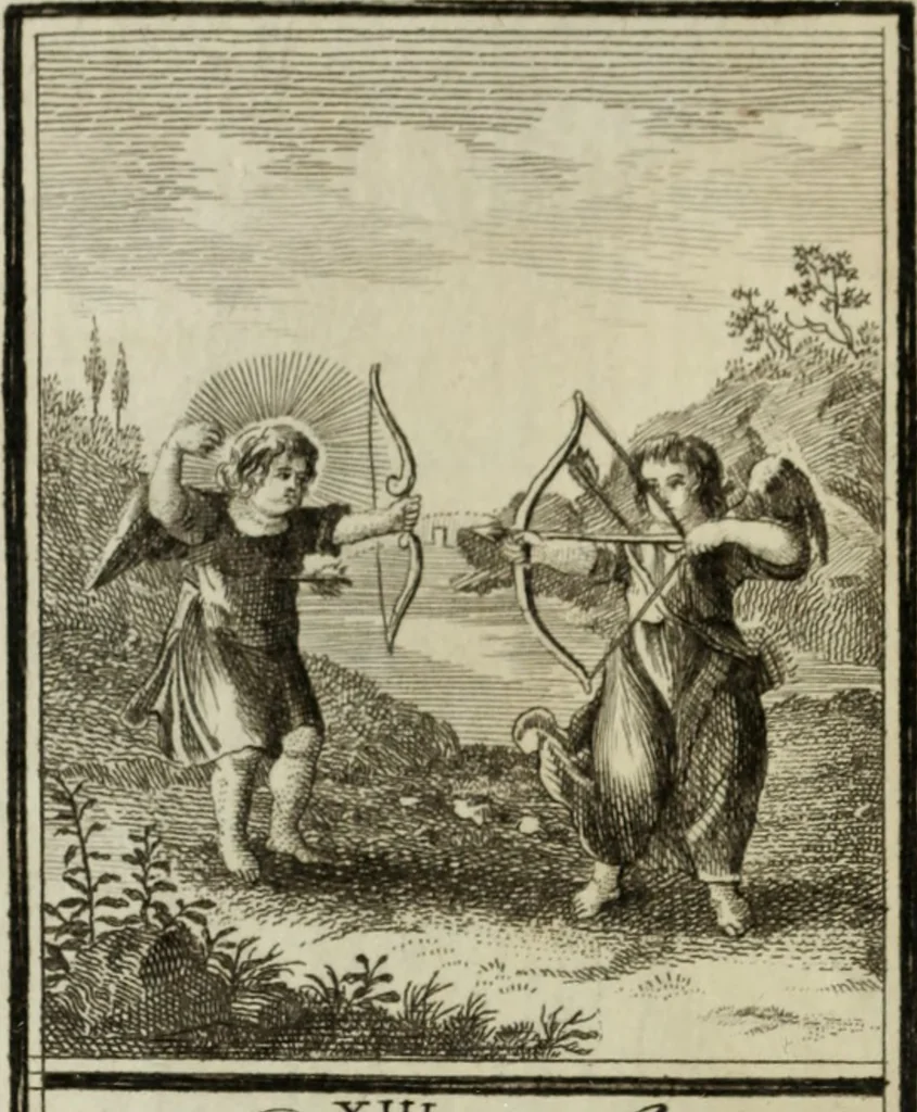 An illustration from L'ame amante de son Dieu, représentée dans les emblemes de Hermannus Hugo, et dans ceux d'Othon Vaenius sur l'amour divin. Avec des figures nouvelles accompagnées de vers qui en font l'application aux dispositions les plus essentielles de la vie intérieure, 1790, leaf 125