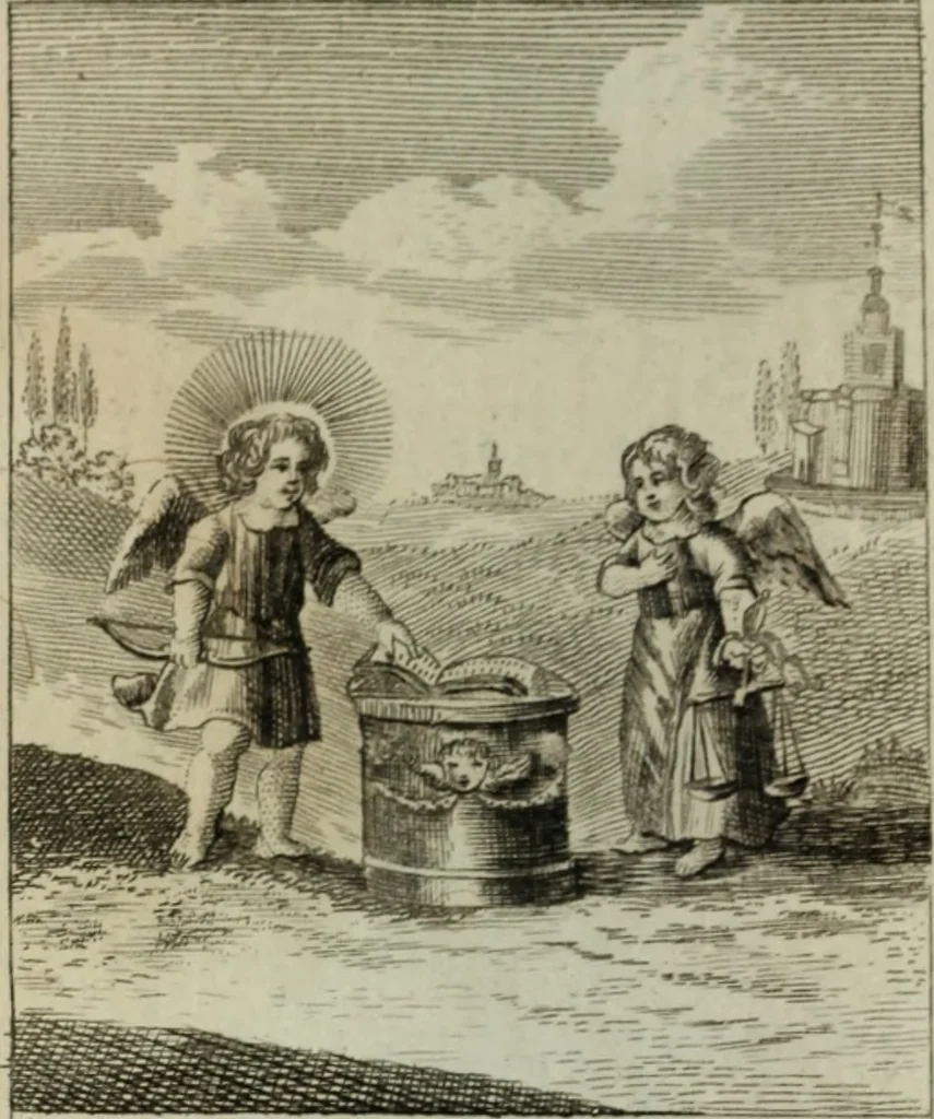 An illustration from L'ame amante de son Dieu, représentée dans les emblemes de Hermannus Hugo, et dans ceux d'Othon Vaenius sur l'amour divin. Avec des figures nouvelles accompagnées de vers qui en font l'application aux dispositions les plus essentielles de la vie intérieure, 1790, leaf 125