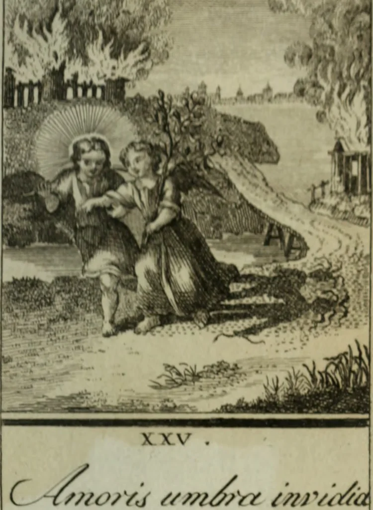 An illustration from L'ame amante de son Dieu, représentée dans les emblemes de Hermannus Hugo, et dans ceux d'Othon Vaenius sur l'amour divin. Avec des figures nouvelles accompagnées de vers qui en font l'application aux dispositions les plus essentielles de la vie intérieure, 1790, leaf 146