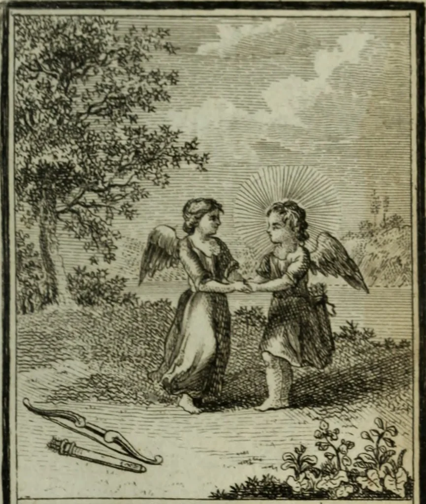 An illustration from L'ame amante de son Dieu, représentée dans les emblemes de Hermannus Hugo, et dans ceux d'Othon Vaenius sur l'amour divin. Avec des figures nouvelles accompagnées de vers qui en font l'application aux dispositions les plus essentielles de la vie intérieure, 1790, leaf 186