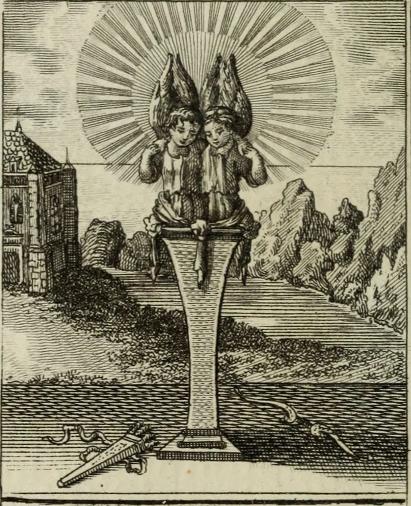 An illustration from L'ame amante de son Dieu, représentée dans les emblemes de Hermannus Hugo, et dans ceux d'Othon Vaenius sur l'amour divin. Avec des figures nouvelles accompagnées de vers qui en font l'application aux dispositions les plus essentielles de la vie intérieure, 1790, leaf 209