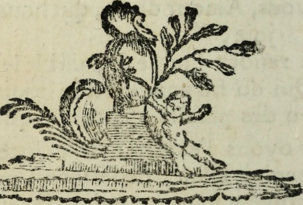An illustration from L'ame amante de son Dieu, représentée dans les emblemes de Hermannus Hugo, et dans ceux d'Othon Vaenius sur l'amour divin. Avec des figures nouvelles accompagnées de vers qui en font l'application aux dispositions les plus essentielles de la vie intérieure, 1790, leaf 223