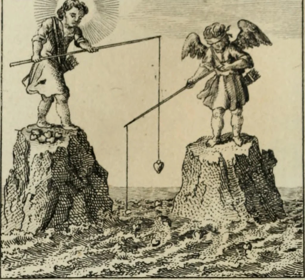 An illustration from L'ame amante de son Dieu, représentée dans les emblemes de Hermannus Hugo, et dans ceux d'Othon Vaenius sur l'amour divin. Avec des figures nouvelles accompagnées de vers qui en font l'application aux dispositions les plus essentielles de la vie intérieure, 1790, leaf 225