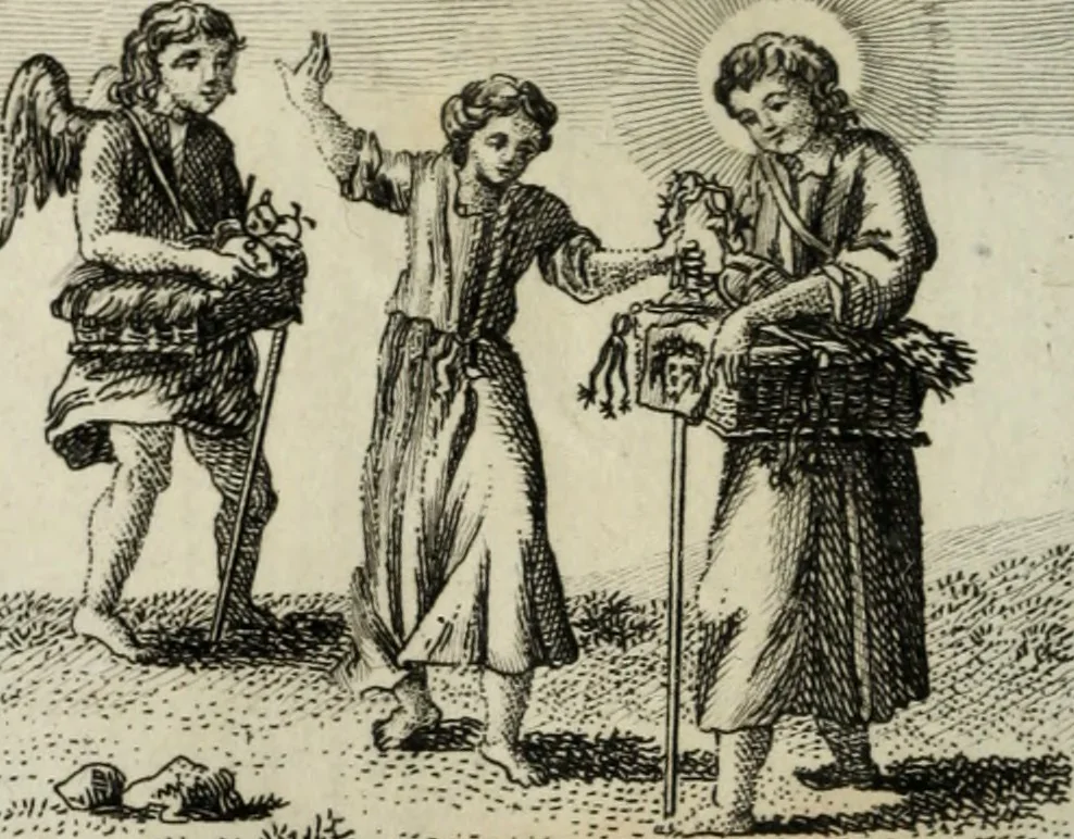 An illustration from L'ame amante de son Dieu, représentée dans les emblemes de Hermannus Hugo, et dans ceux d'Othon Vaenius sur l'amour divin. Avec des figures nouvelles accompagnées de vers qui en font l'application aux dispositions les plus essentielles de la vie intérieure, 1790, leaf 225