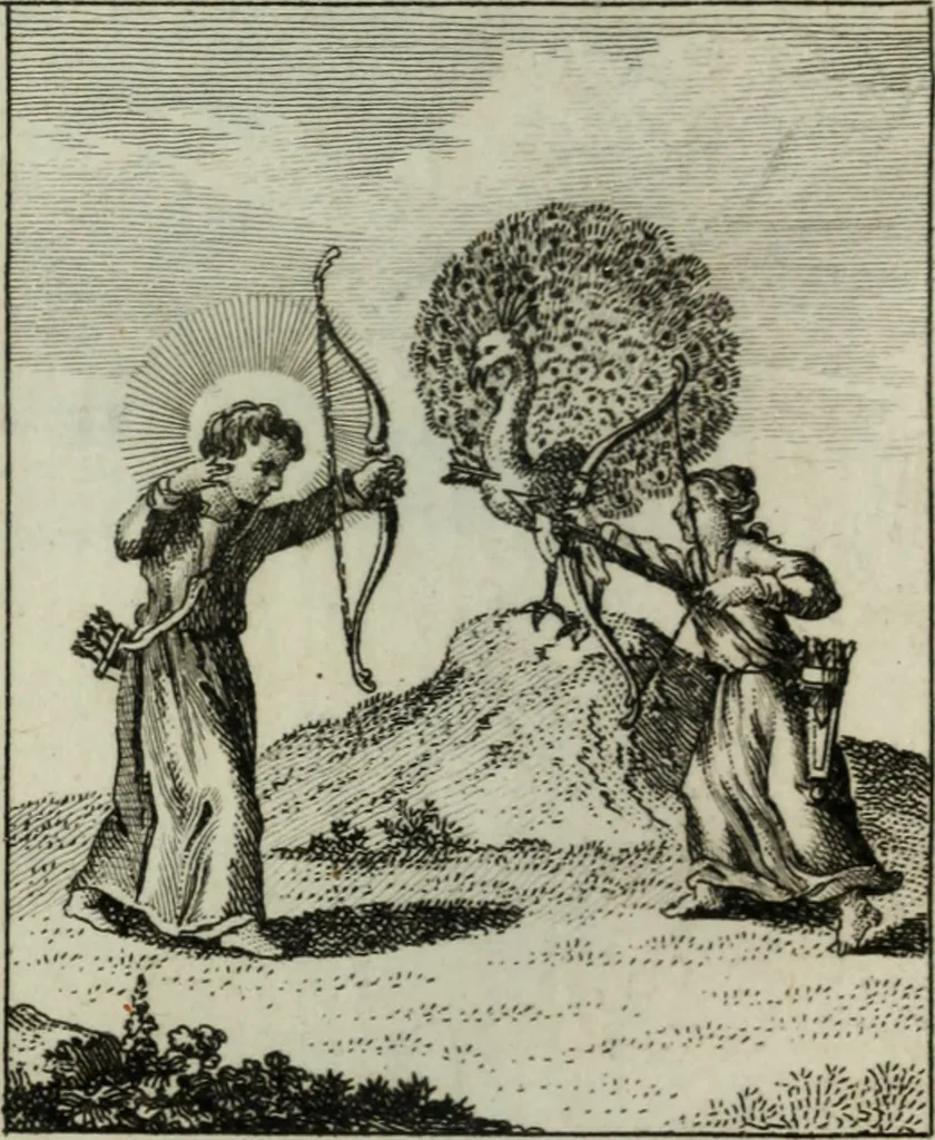 An illustration from L'ame amante de son Dieu, représentée dans les emblemes de Hermannus Hugo, et dans ceux d'Othon Vaenius sur l'amour divin. Avec des figures nouvelles accompagnées de vers qui en font l'application aux dispositions les plus essentielles de la vie intérieure, 1790, leaf 225